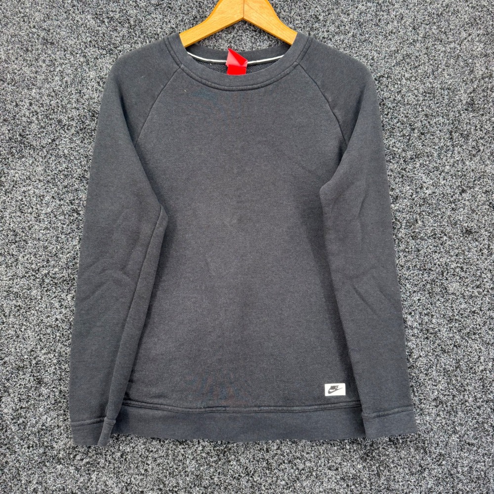 Nike Sportswear Mens Small Gray Crewneck Sweatshirt Raglan Fleece Pullover